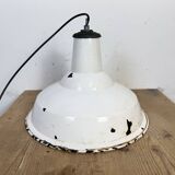Industrial British White Enamel Factory Pendant Lamp from Benjamin, 1960s