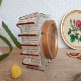 Ceiling lamp / wall lamp in molded glass two-tone square 70s