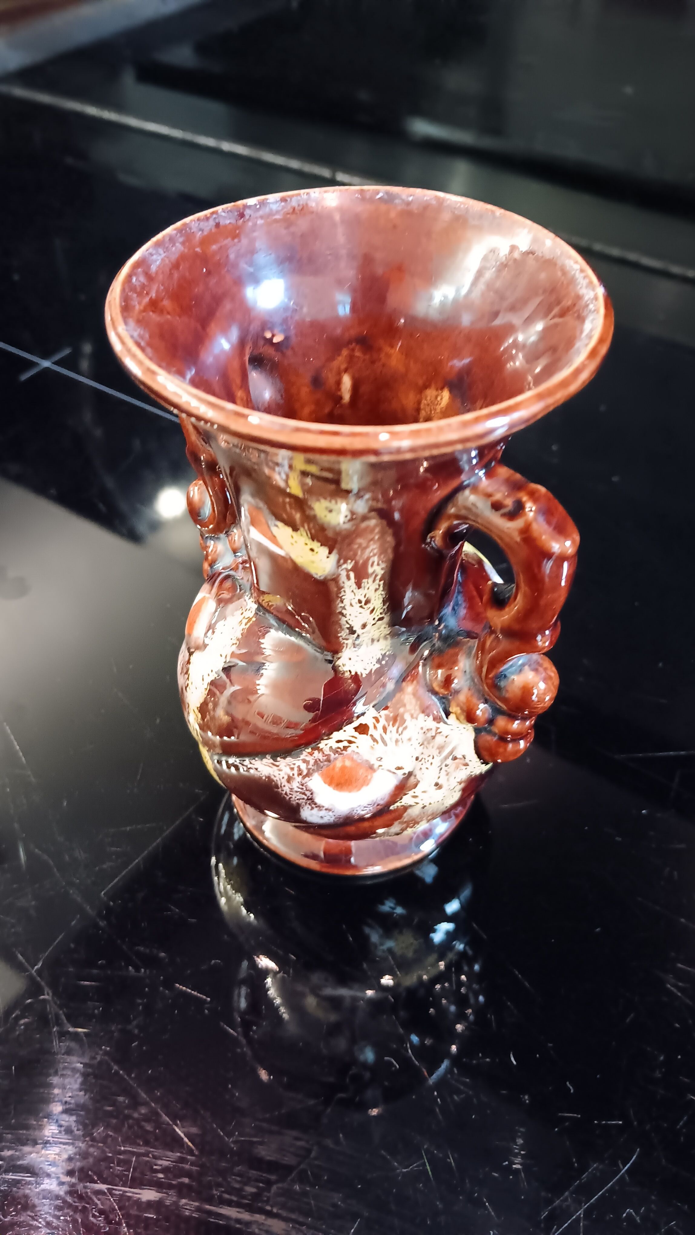 Small vase with handles, numbered ceramic (Vallauris). Very good condition.