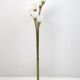 Lampadaire tulipe italien moderne du milieu du siècle en verre opalin et laiton doré, 60