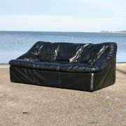 De Pas, D'Urbino and Lomazzi sofa, France, 1980s, black leather, Cinna