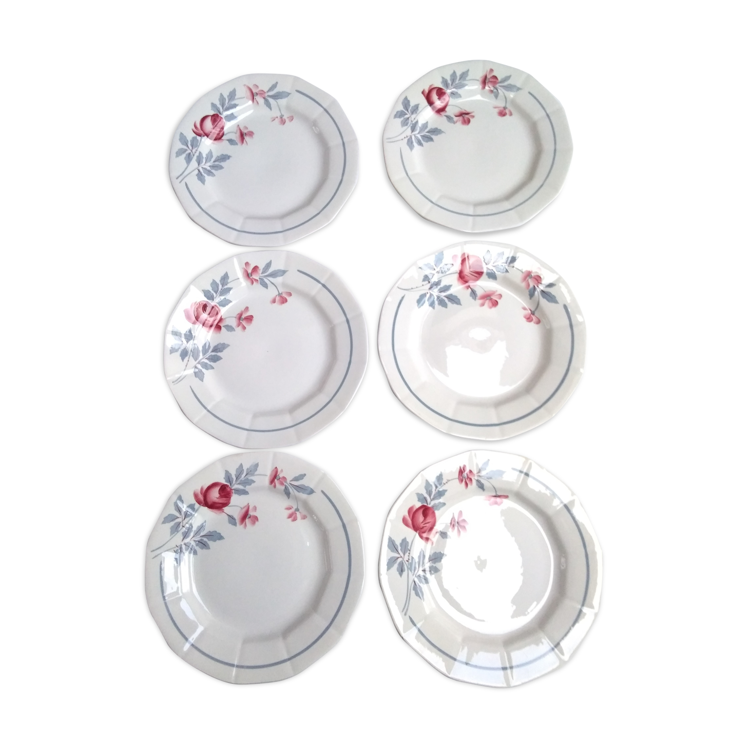 6 flat plates on St Amand earthenware