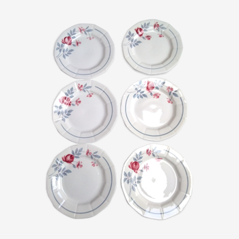 6 flat plates on St Amand earthenware