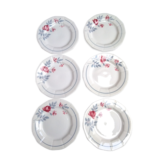 Set de 6 assiettes plates faïencerie St Amand