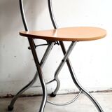 Series of 4 designer folding chairs from the 90s Attributed to Piu de Bonaldo