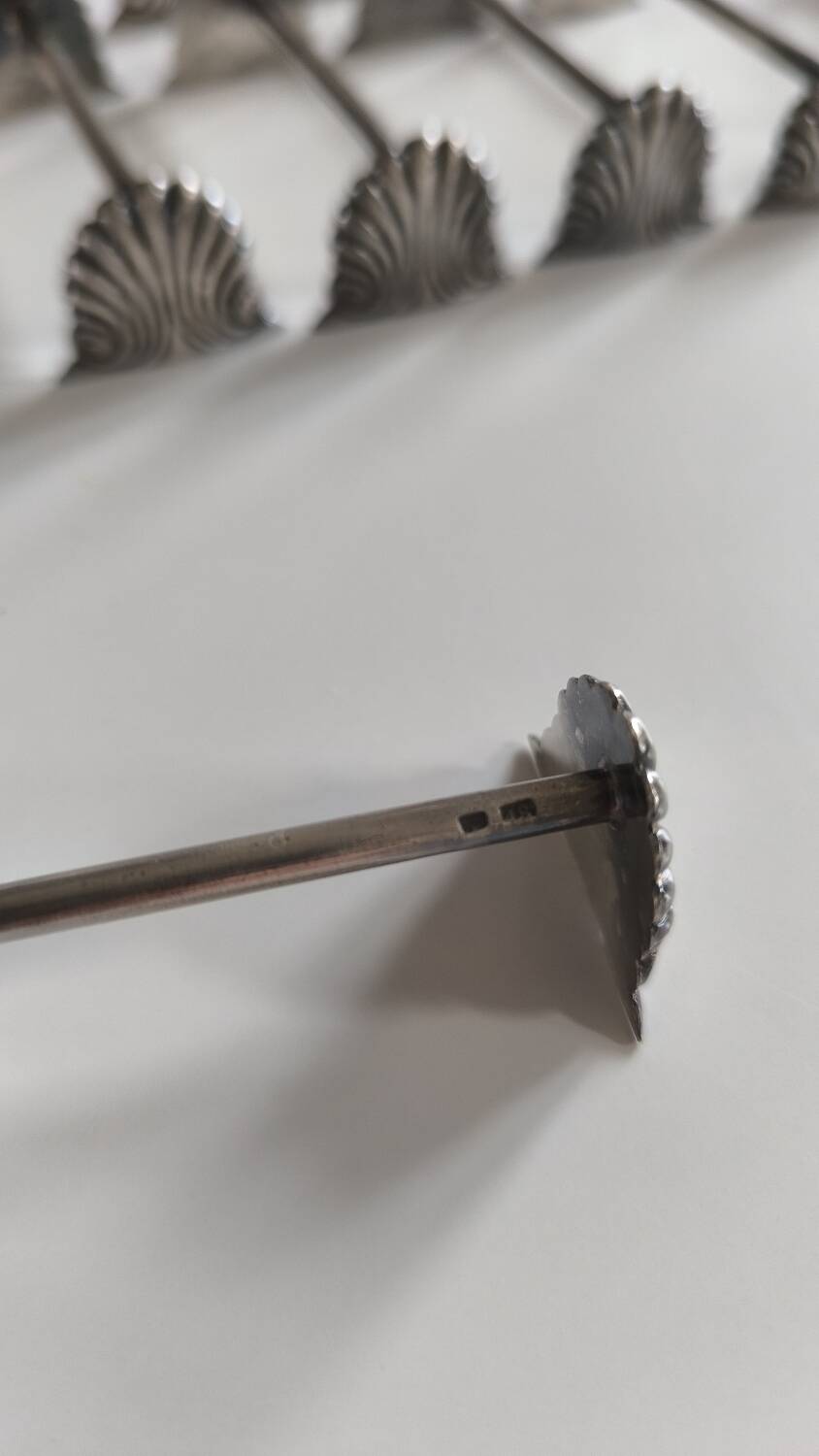 Set of 12 solid silver knife holders