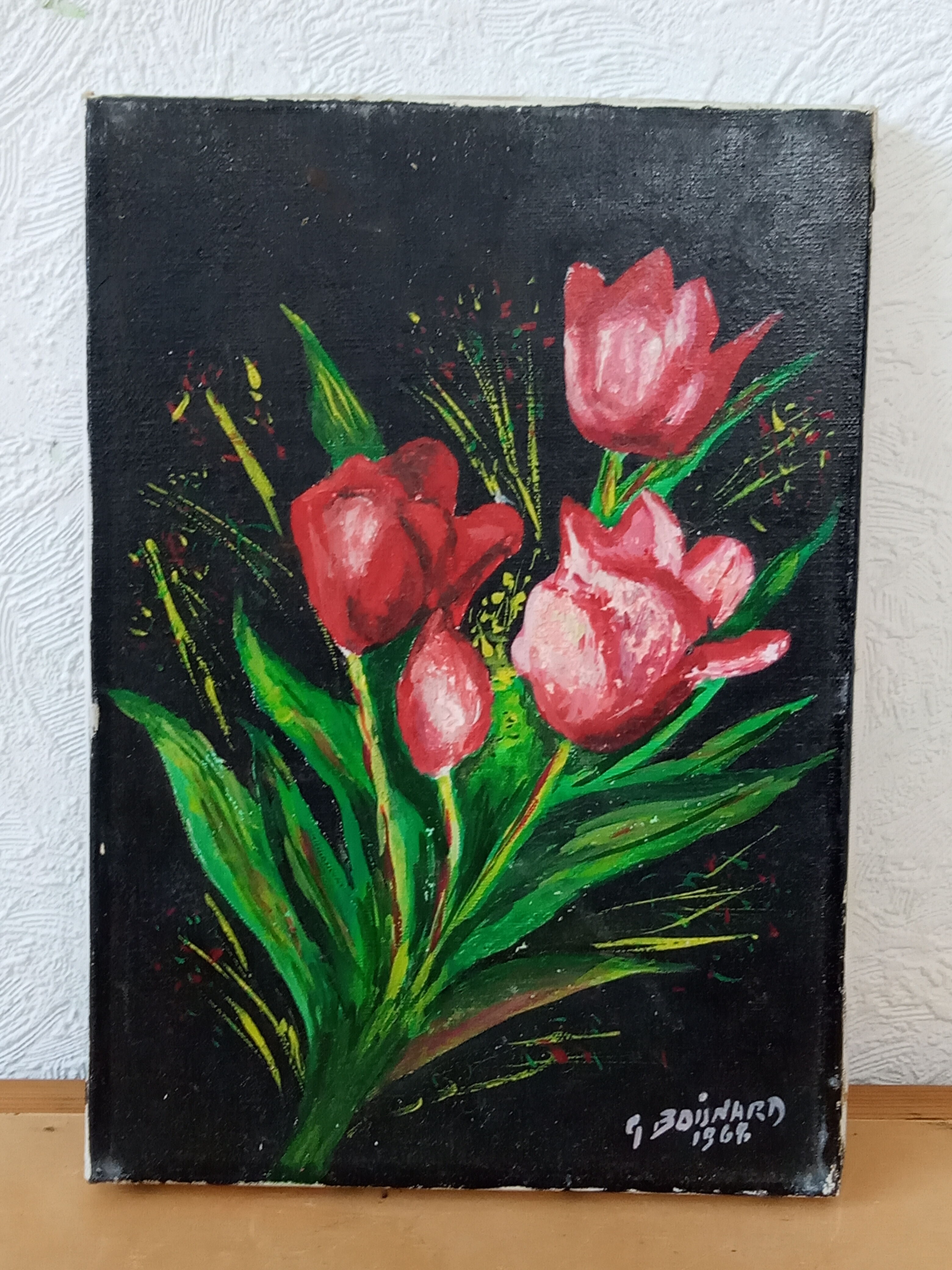 Tulip bouquet painting on canvas