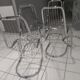 Suite of 6 vintage chrome metal chairs 1970