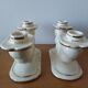 Pair of cream ceramic candlesticks with gold trim circa 1930-1950