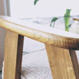 Vintage armchair in oak wood with powder pink boucle design by Chierowski.