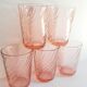 Set of 5 vintage rosaline twisted water glasses