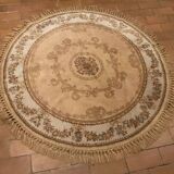 Vintage fringed round rug