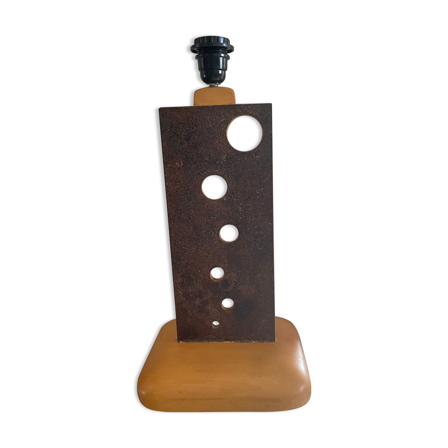 Vintage wood and metal lamp 47cm