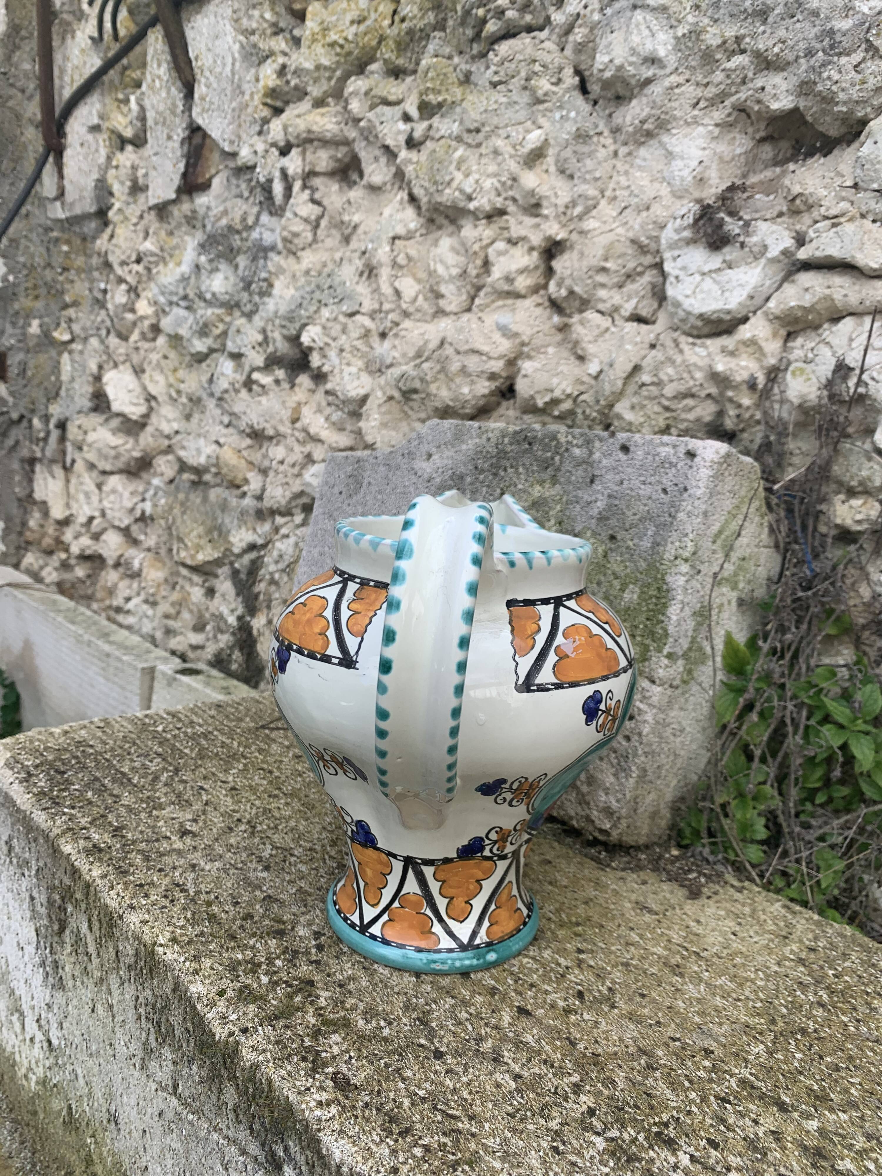 Glazed ceramic jug pottery Orvieto made in italy vintage