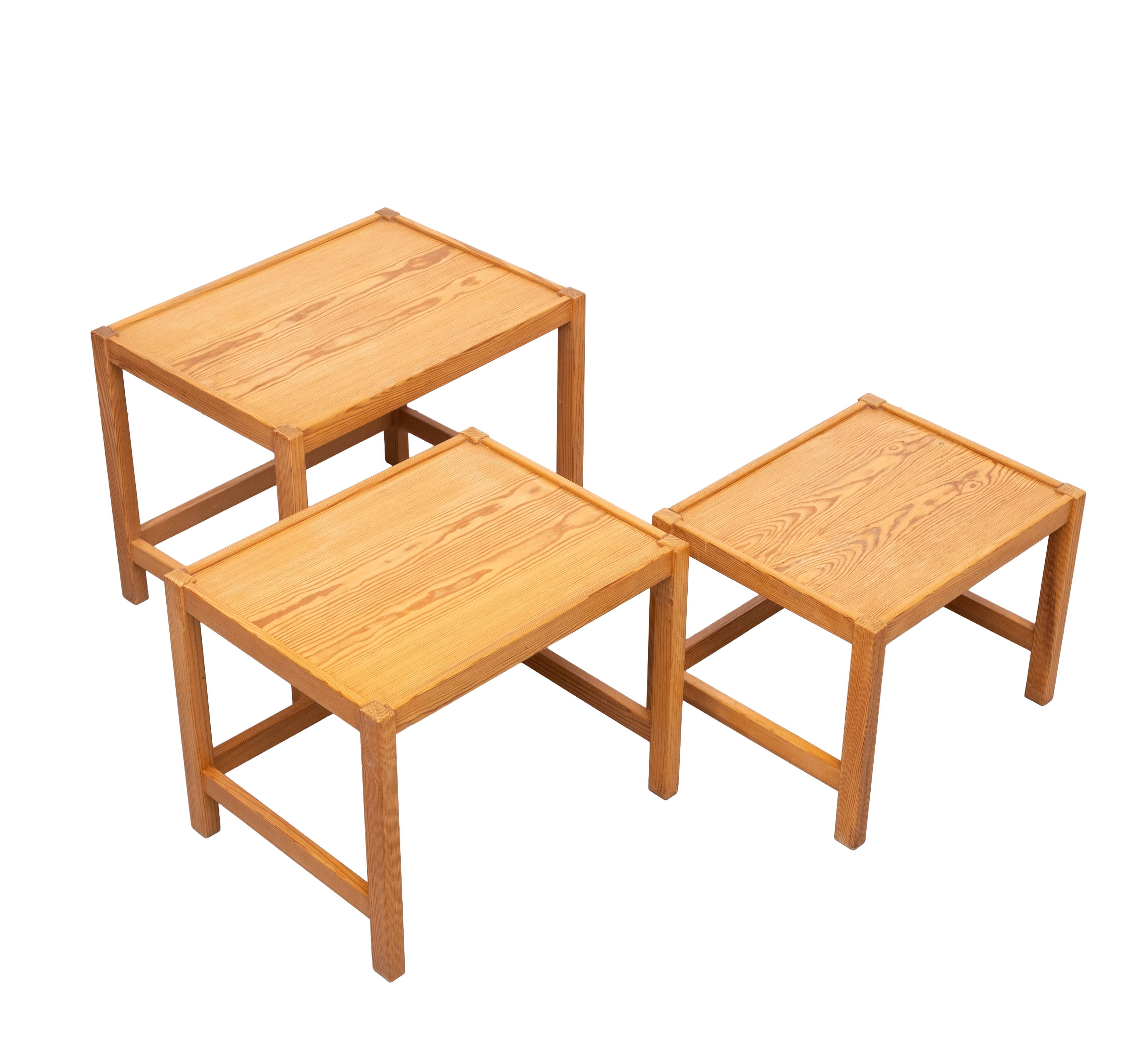Solid Pine nesting tables Design Kurt Østervig 1960s Denmark