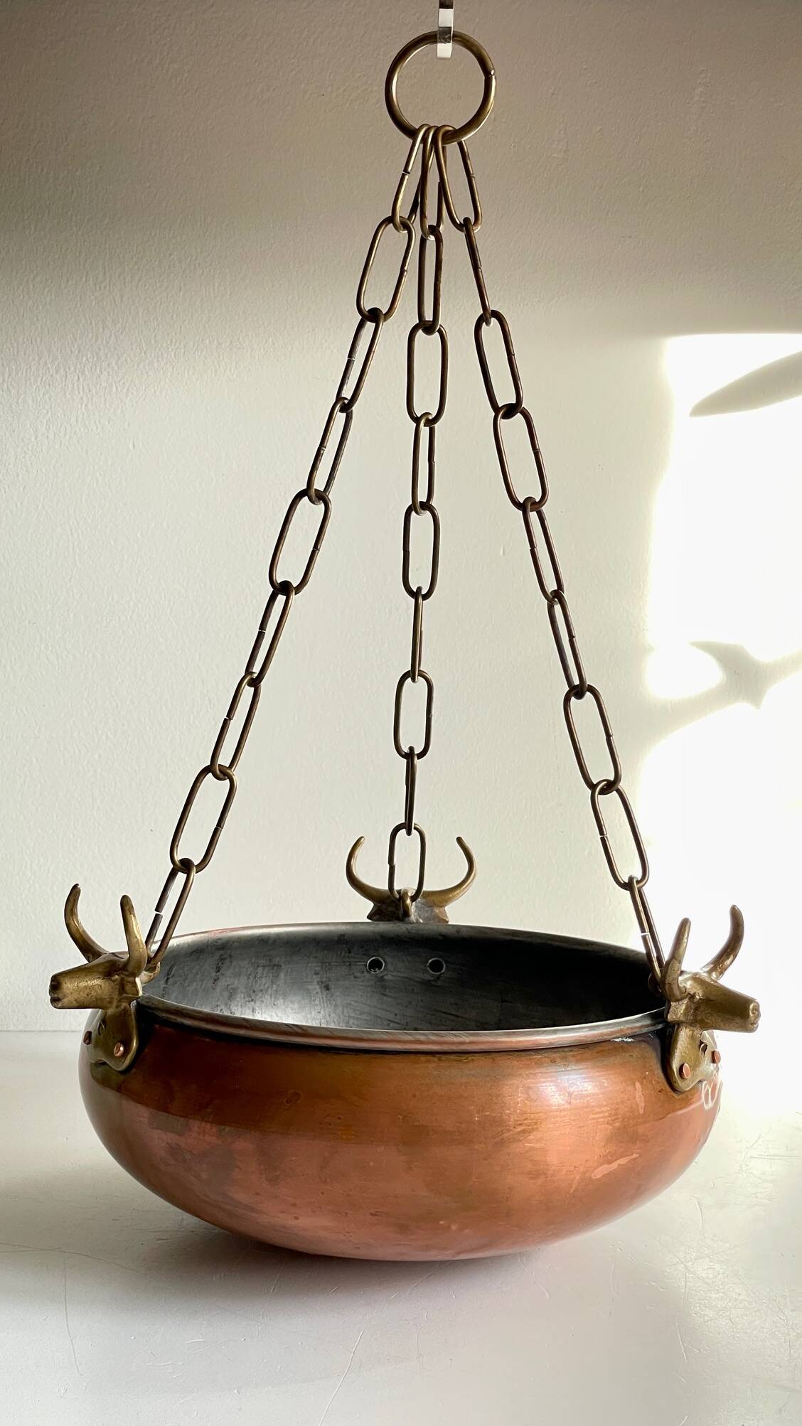 Vintage 3 buffalo hanging planter