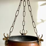 Cache-pot suspendu aux 3 buffles vintage