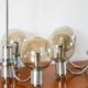 Three-branched chandelier, in chrome and smoked glass globes, Design, 1970