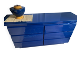 Console / chest of drawers David Lange – Deep blue lacquer – 6 drawers – 156 cm – A