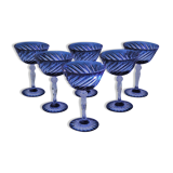 Cristal d'Arques - 6 Champagne Cups Blue Waltz - Double layer crystal