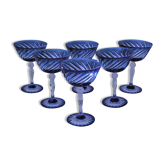 Cristal d'Arques - 6 Coupes à Champagne Valse bleue - Cristal double couche