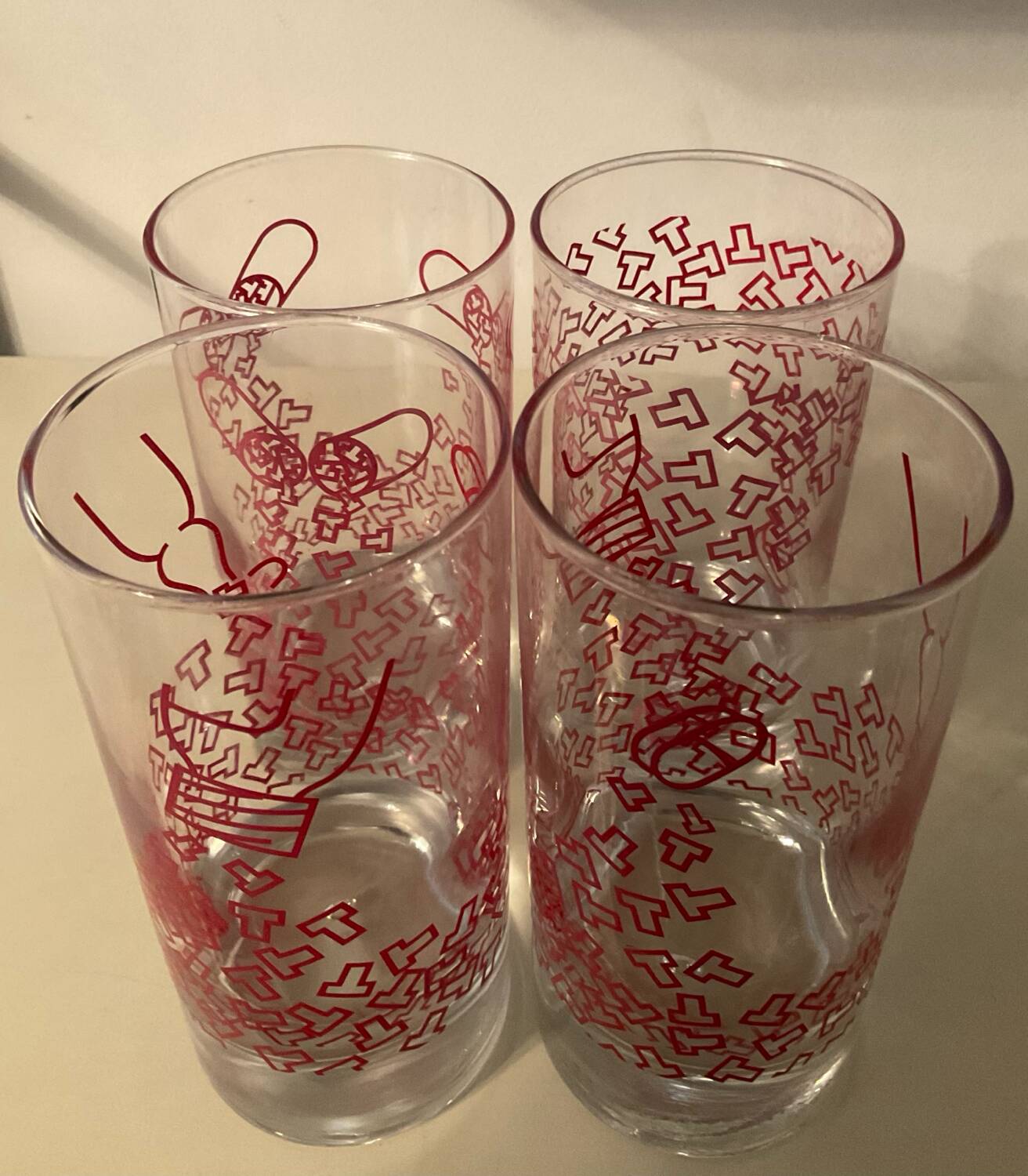 Set of 4 vintage Durobor glasses with bubble foot