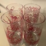 Set of 4 vintage Durobor glasses with bubble foot