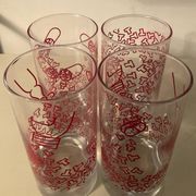 Série 4 verres vintage Durobor pied bullé
