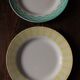 Set of 6 mismatched Art Deco red green yellow dinner plates Digoin