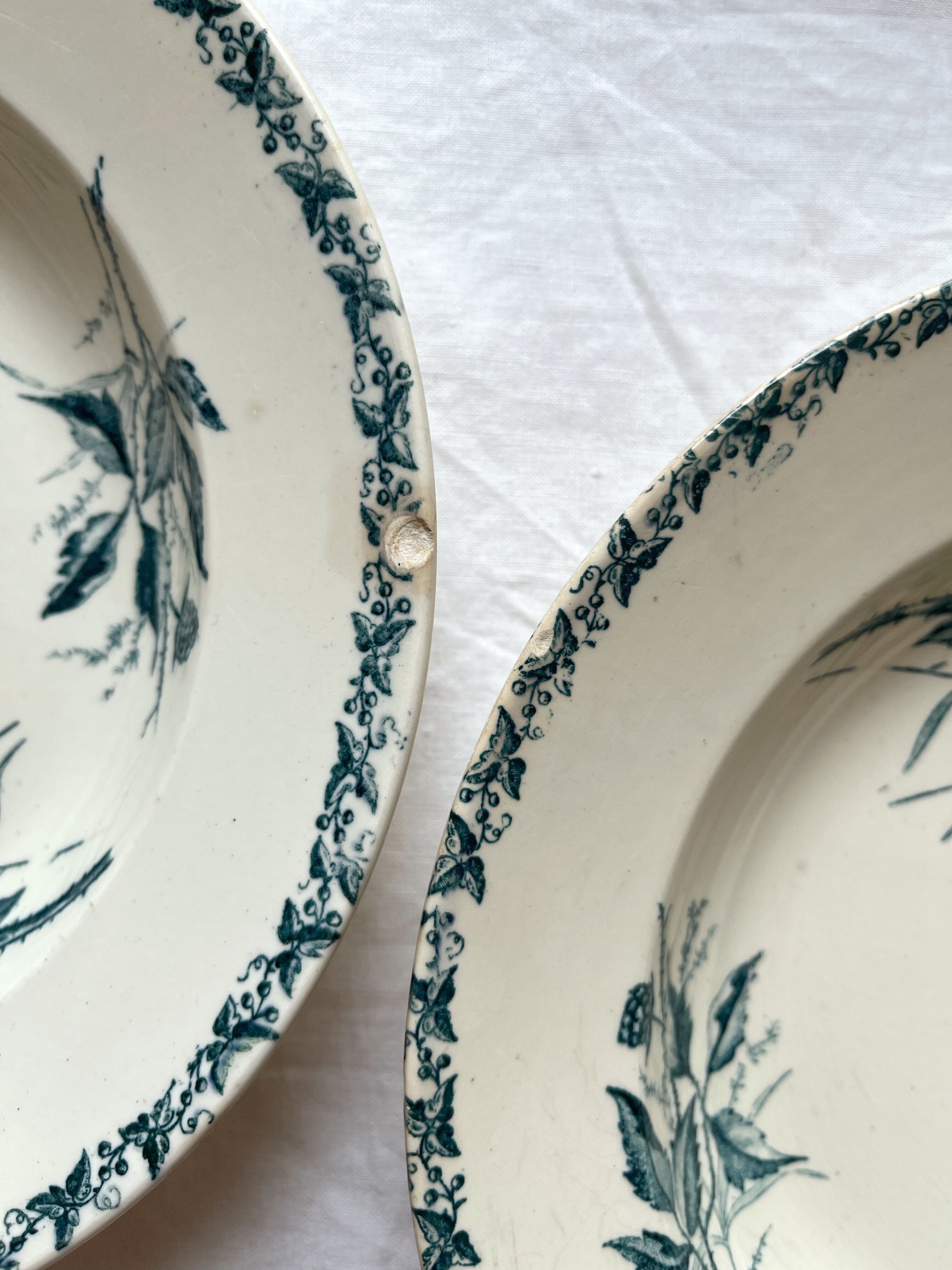 6 hollow plates in blackberry iron earth, Badonviller circa 1900