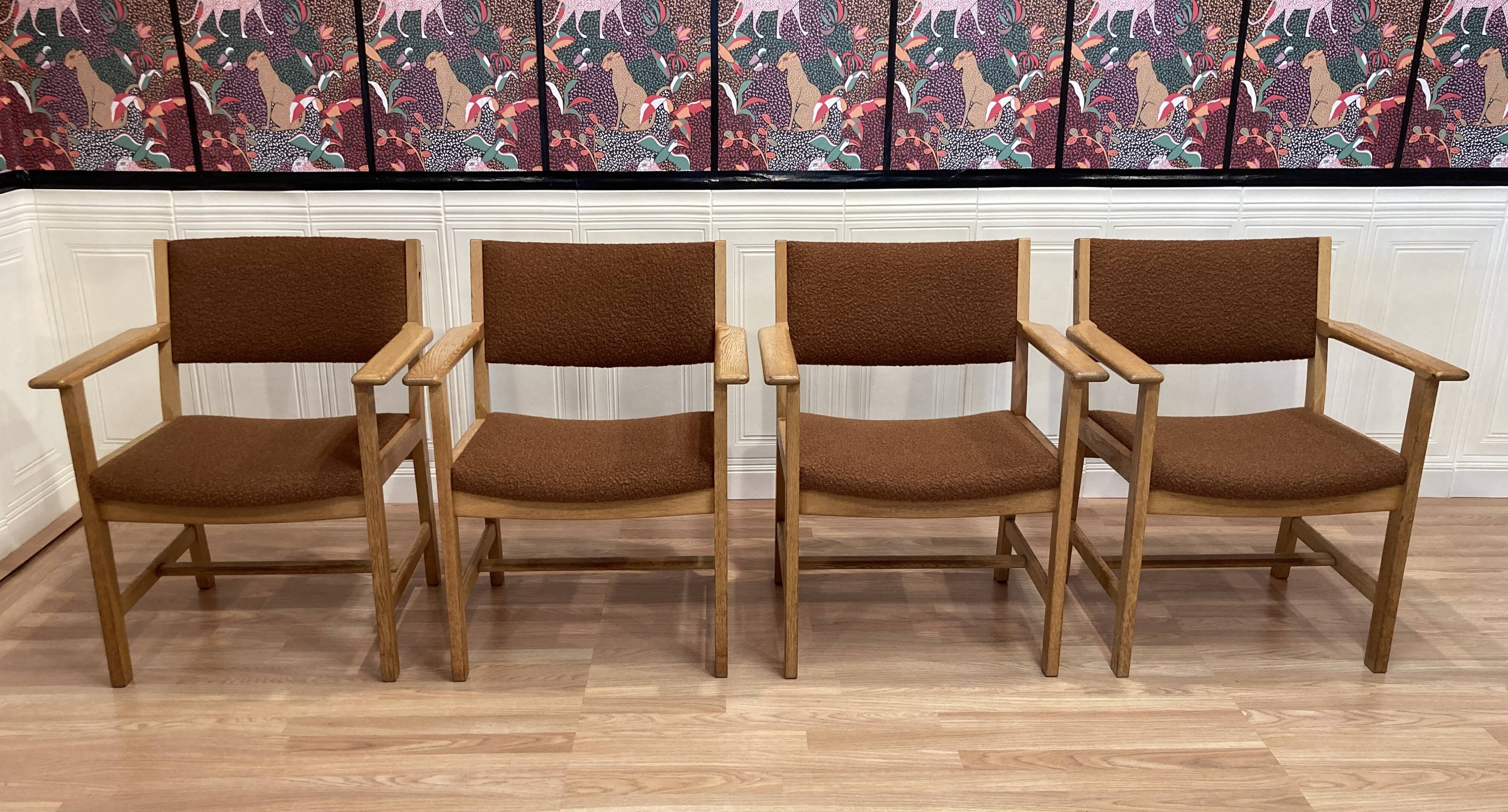 4 armchairs stamped "hans wegner" 1960.