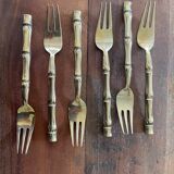 Housewife Table cutlery for 6 people. bamboo brass 78 pieces