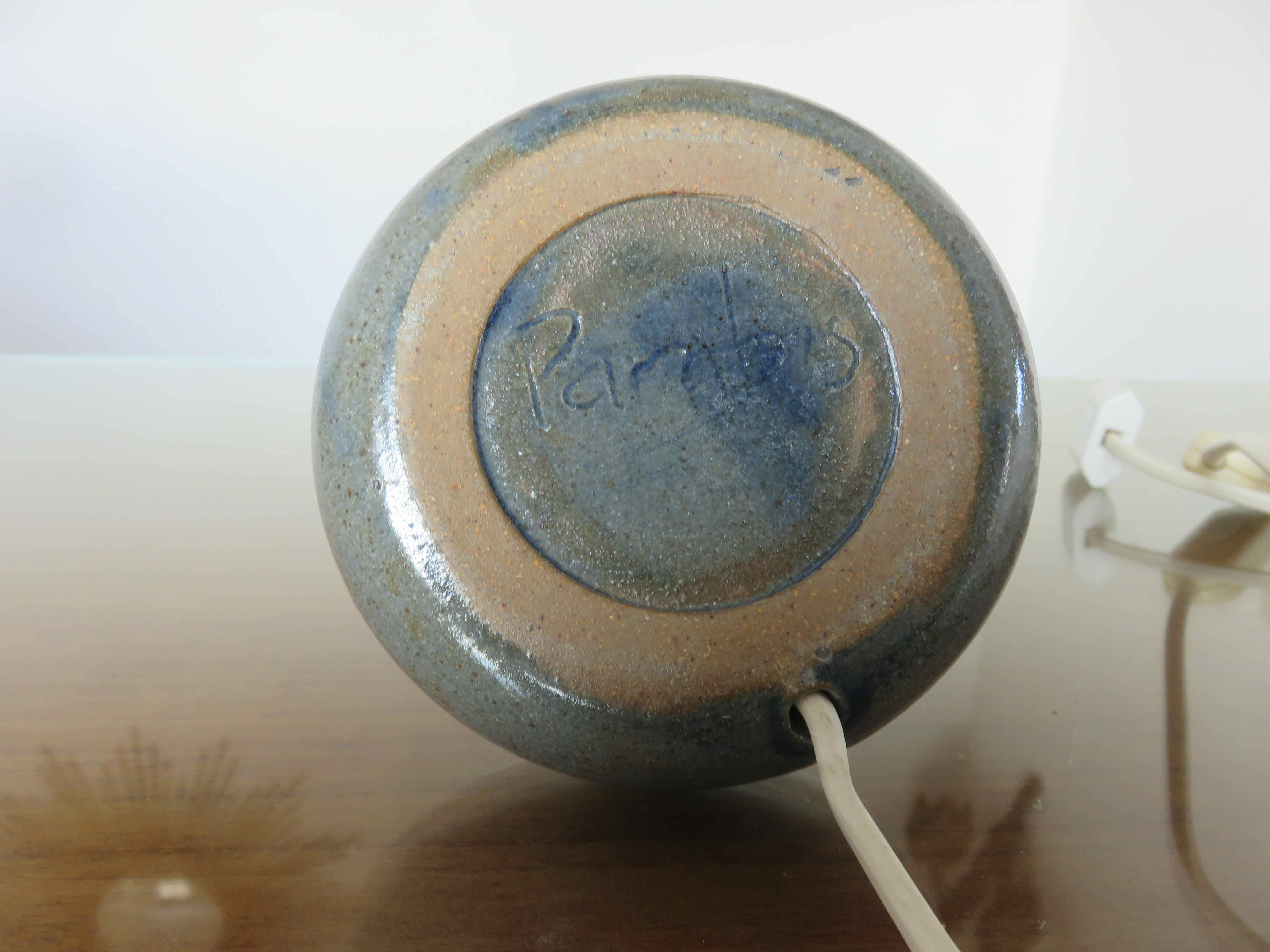 Sandstone lamp, signed, 60s