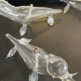 Series of 4 vintage oil lamps periglass holland blown glass