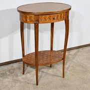 Small Marquetry Living Room Table, Louis XV / Louis XVI Transition style – 1920