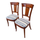 2 varnished solid wood chairs with "ethnic" padding