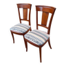 2 varnished solid wood chairs with "ethnic" padding