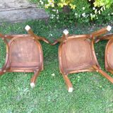 Suite of four foot bistro chairs with hoops / vintage 40s-50s