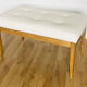 Oak bench, white fabric