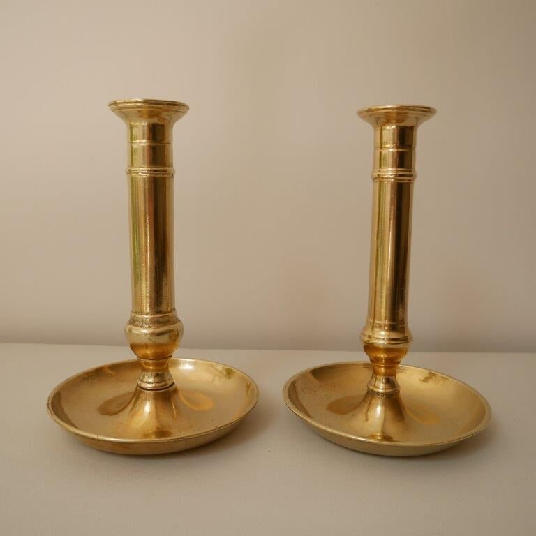 Set of 2 brass candle holders