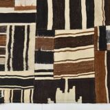 5x7 Brown & Cream Handmade Vintage Kilim Rug, 149x200Cm
