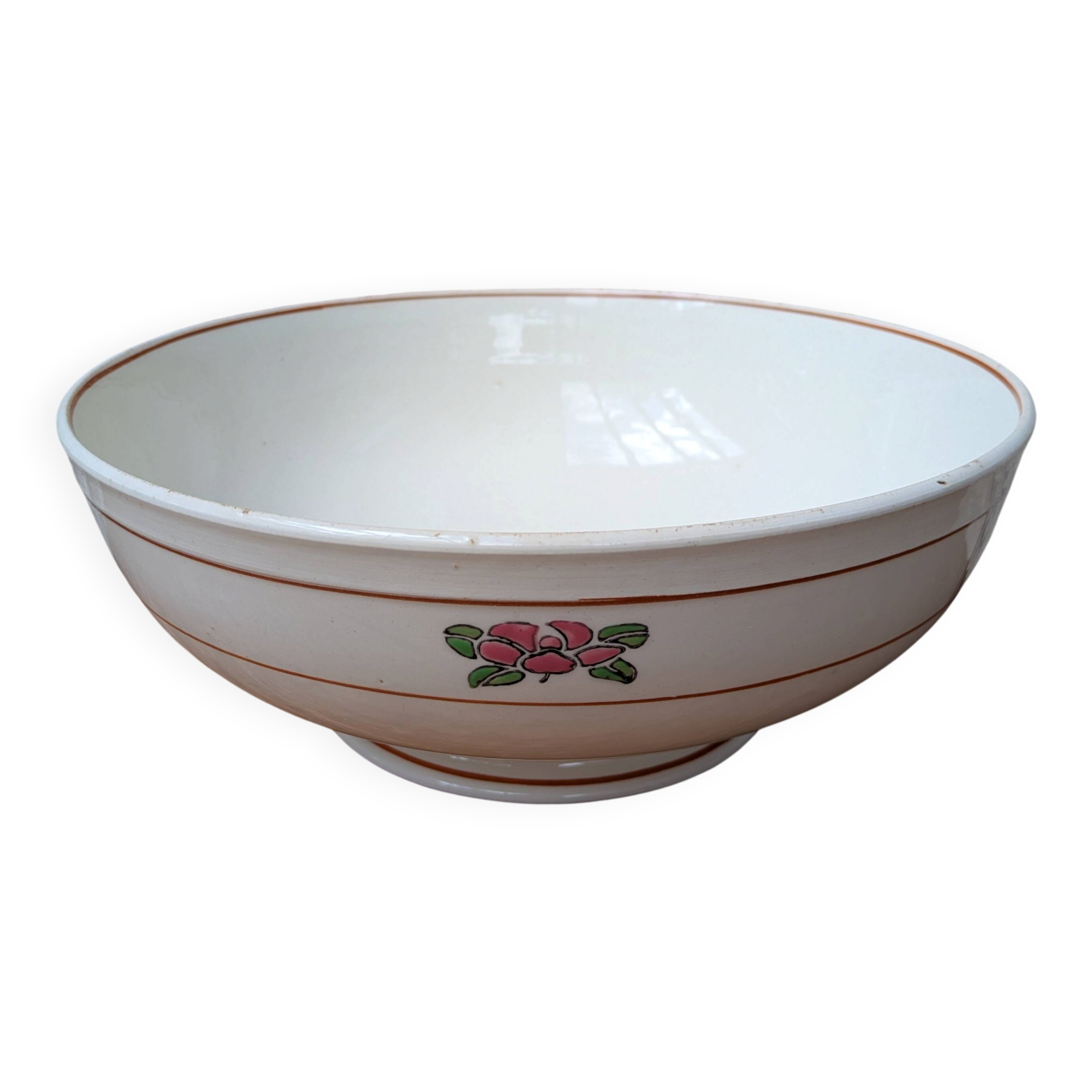 Vintage ironstone salad bowl Salins model Nénuphar 28cm