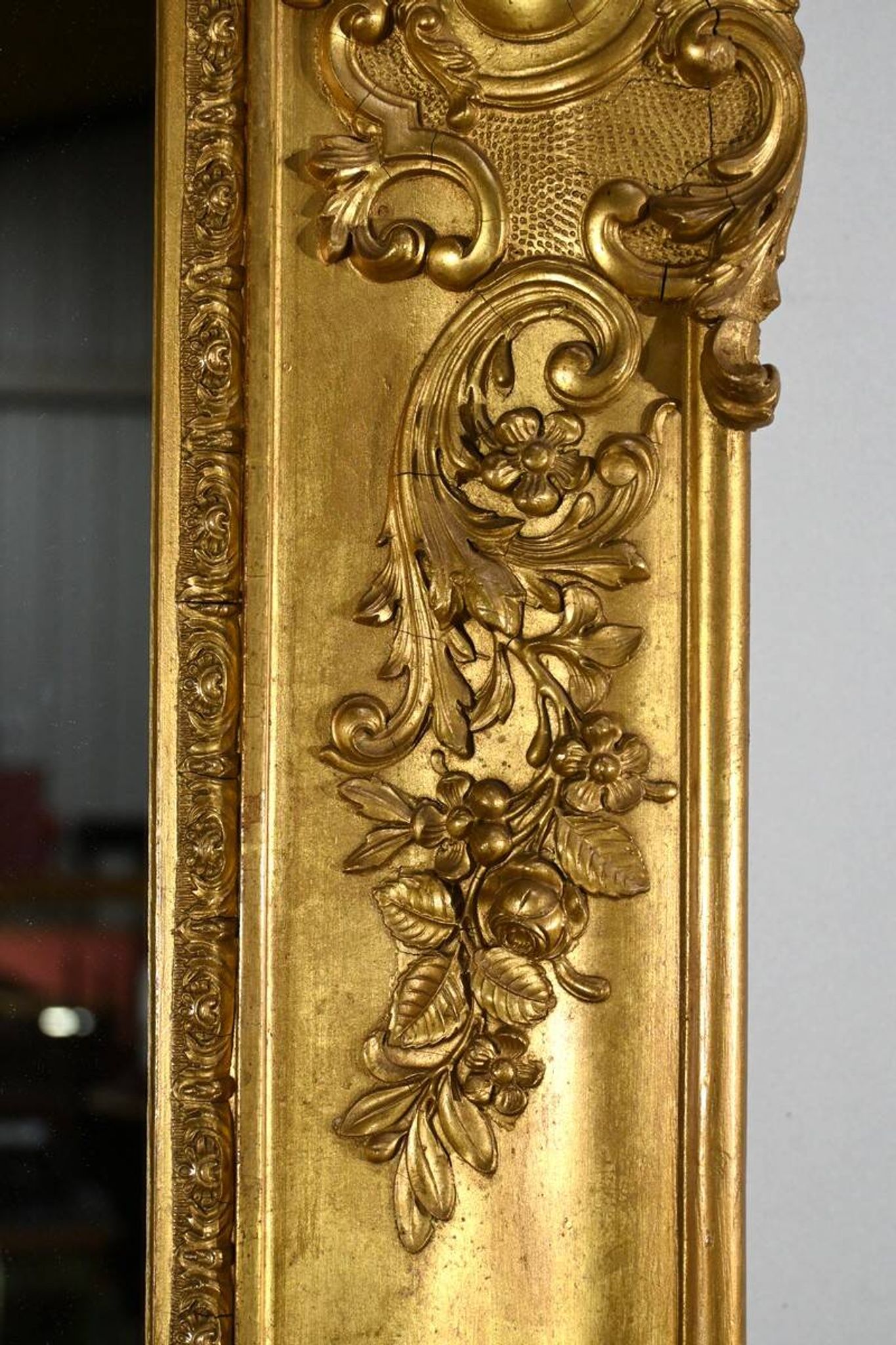 Important Gilded Mirror, Louis XIV style – Mid 19th century