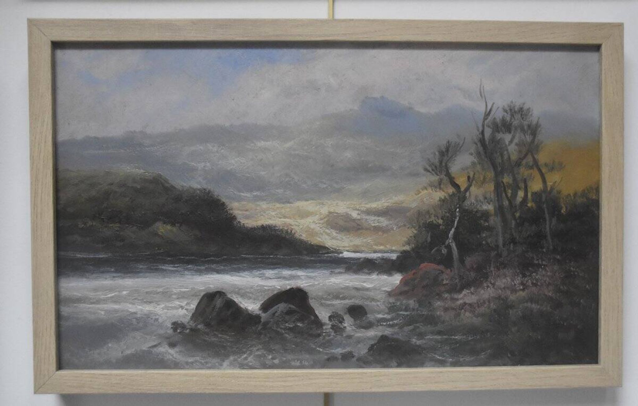 French school, late 19th century, Landscape by a river, oil on paper