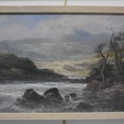 French school, late 19th century, Landscape by a river, oil on paper