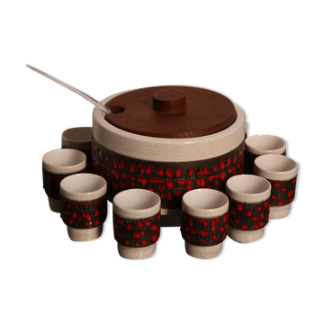 Lot en céramique - bol & 11 tasses - par Dümler & Breiden - Allemagne - Années 1960