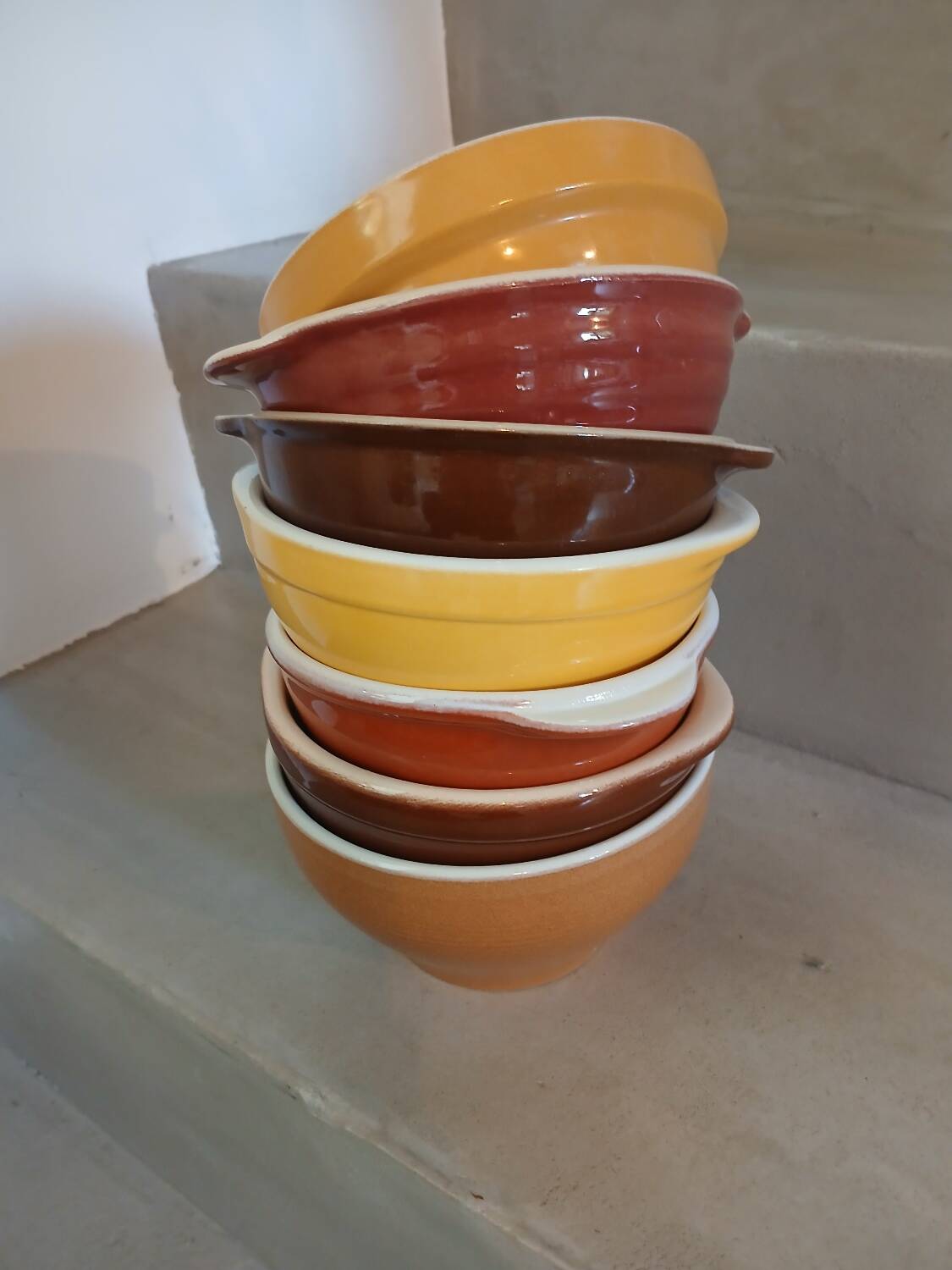 7 antique Émile Henry bowls