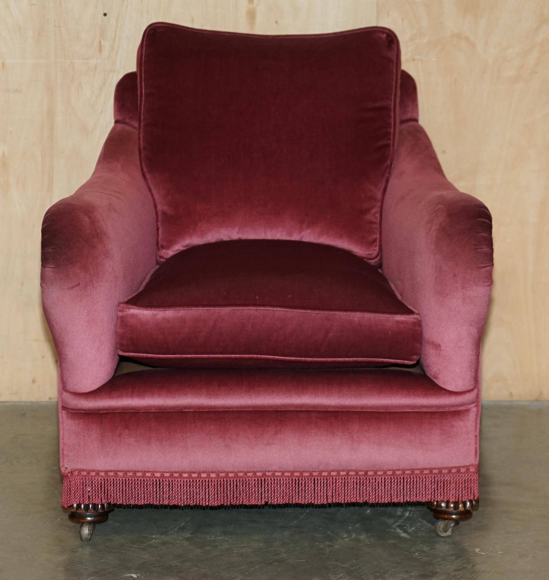 Sofa set and a pair of Victorian velvet armchairs.