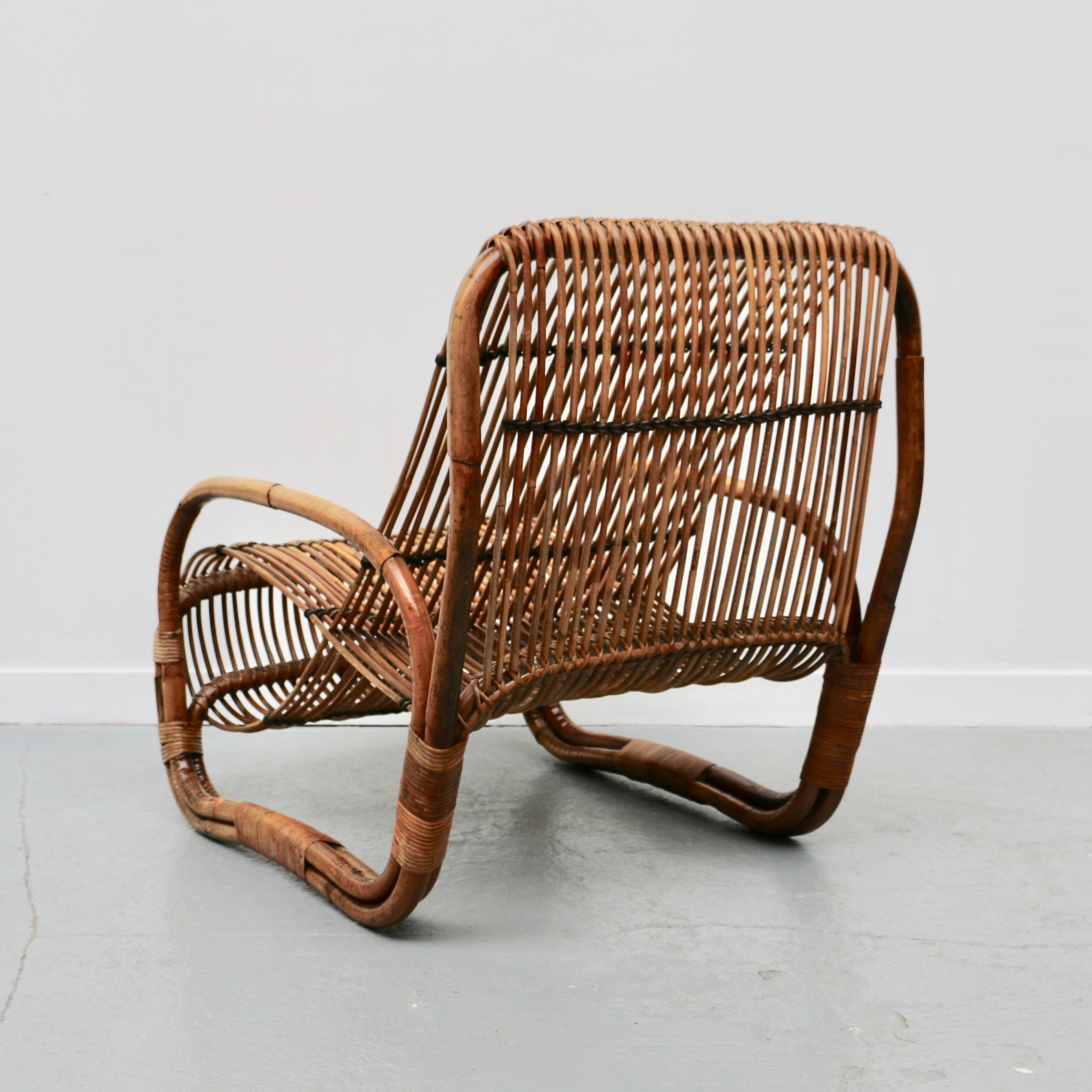 Rattan armchair, Italy, 1950s
