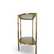 Table d'appoint italienne demi-hexagonale en laiton des années 1970.